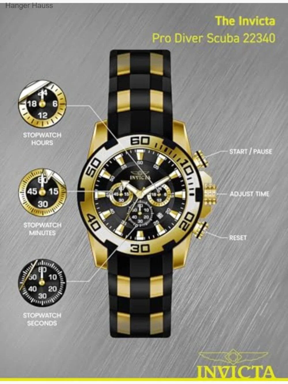 Mens Pro Diver Chronograph Quartz Watch with Silicone and Stainless Steel